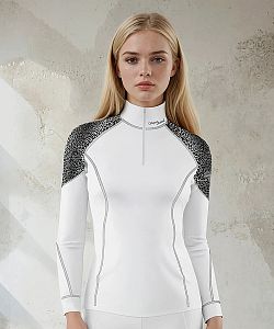 VÝPRODEJ - Dámské funkční triko dlouhý rukáv se zipem LEO bílá/šedá Bamboo Light New, XXL