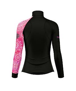 VÝPRODEJ - Dámské funkční triko dlouhý rukáv se zipem PINK MANDALA černá Bamboo Heavy, M