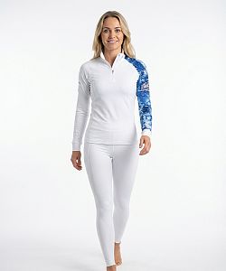 VÝPRODEJ - Dámské funkční triko dlouhý rukáv se zipem SNOWFLAKES bílá Bamboo Thermo, L