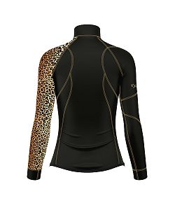 VÝPRODEJ - Dámské funkční triko dlouhý rukáv-stoják ECO zip LEO černá/hnědá Bamboo Heavy, M, L