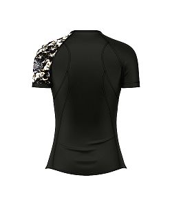 VÝPRODEJ - Dámské funkční triko krátký rukáv FLOWERS černá Bamboo Ultra, 3XL