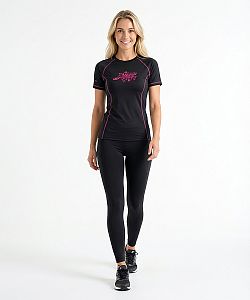 VÝPRODEJ - Dámské funkční triko krátký rukáv FUCHSIA černá Bamboo Ultra, S, XL