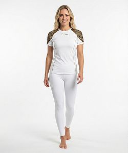 VÝPRODEJ - Dámské funkční triko krátký rukáv LEO bílá/hnědá Bamboo Light New, S