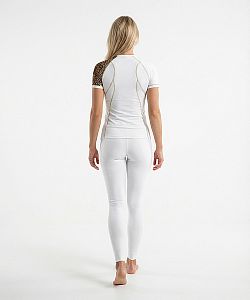 VÝPRODEJ - Dámské funkční triko krátký rukáv LEO bílá/hnědá Bamboo Ultra, XS, S