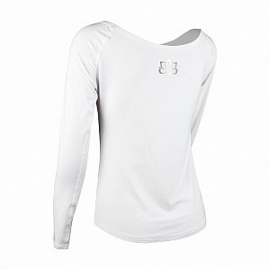 VÝPRODEJ - Funkční sportovní volné triko raglán dlouhý rukáv Yoga bílá, M