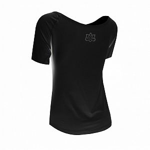 VÝPRODEJ - Funkční sportovní volné triko raglán krátký rukáv Yoga černá, M