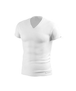 VÝPRODEJ - Pánské funkční triko SLIM "V" krátký rukáv bílá Bamboo Ultra CLASSIC, XL