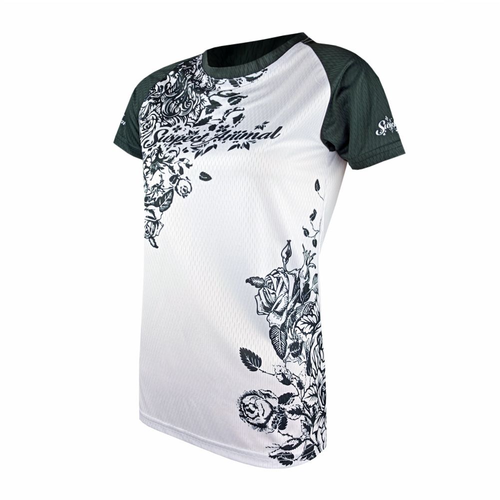 Funkční dámské sportovní volné triko Flowers bílá