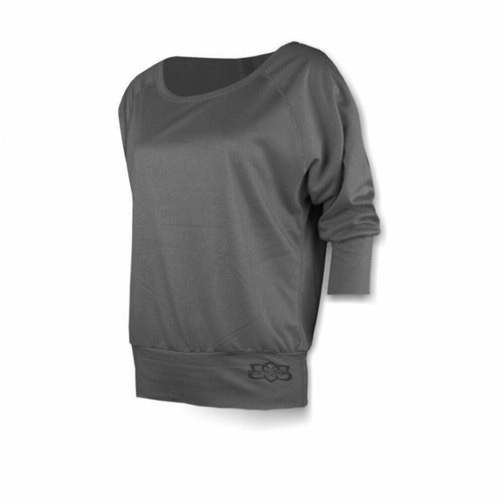 Funkční sportovní volné triko raglán 3/4 rukáv Yoga antracit