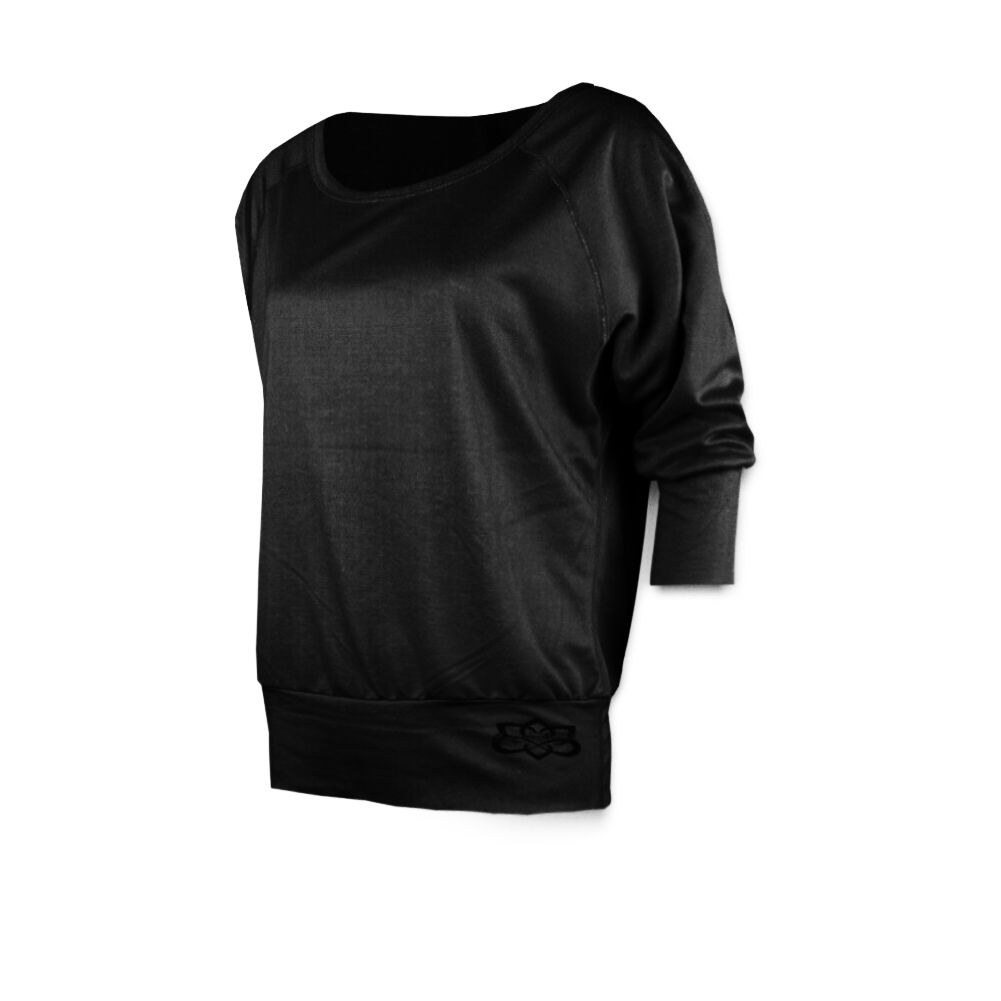 Funkční sportovní volné triko raglán 3/4 rukáv Yoga černá