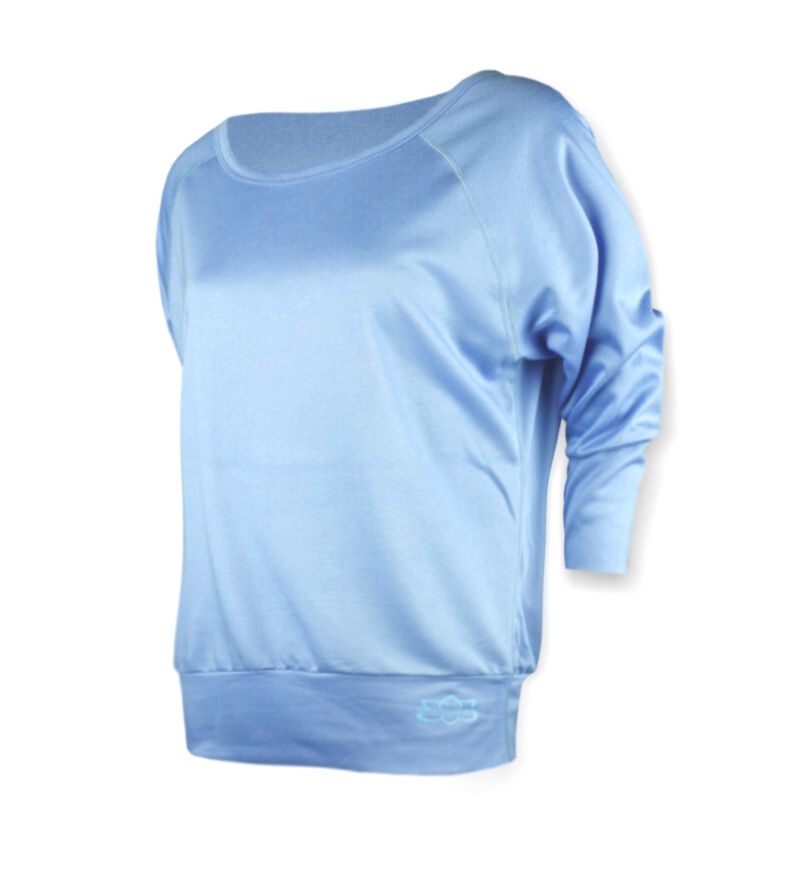 Funkční sportovní volné triko raglán 3/4 rukáv Yoga modrá Bambus, XL