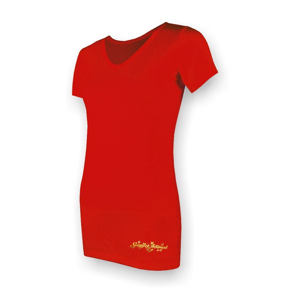 VÝPRODEJ - Dámské funkční tričko SPORTY "V" krátký rukáv červená Bamboo Ultra CLASSIC, L