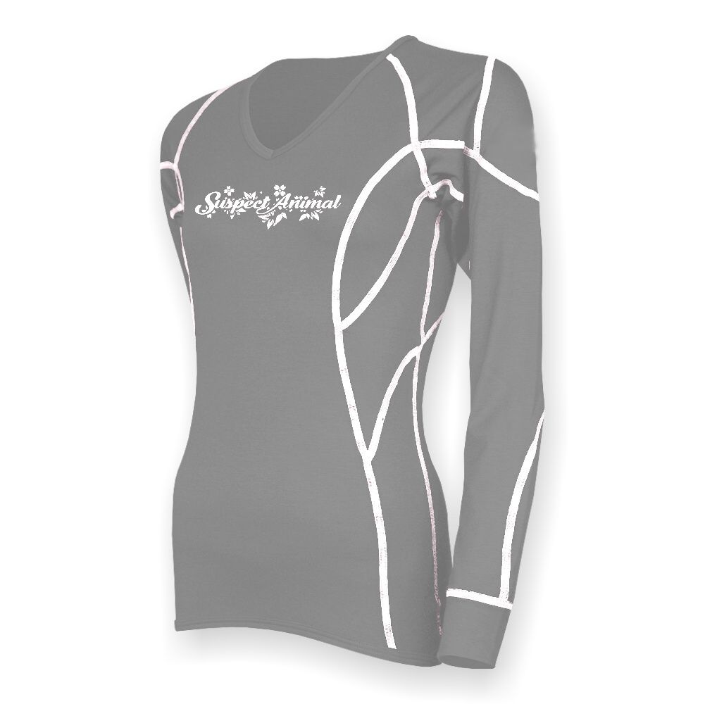VÝPRODEJ - Dámské funkční triko dlouhý rukáv "V" šedá/bílá SilverTech, XL