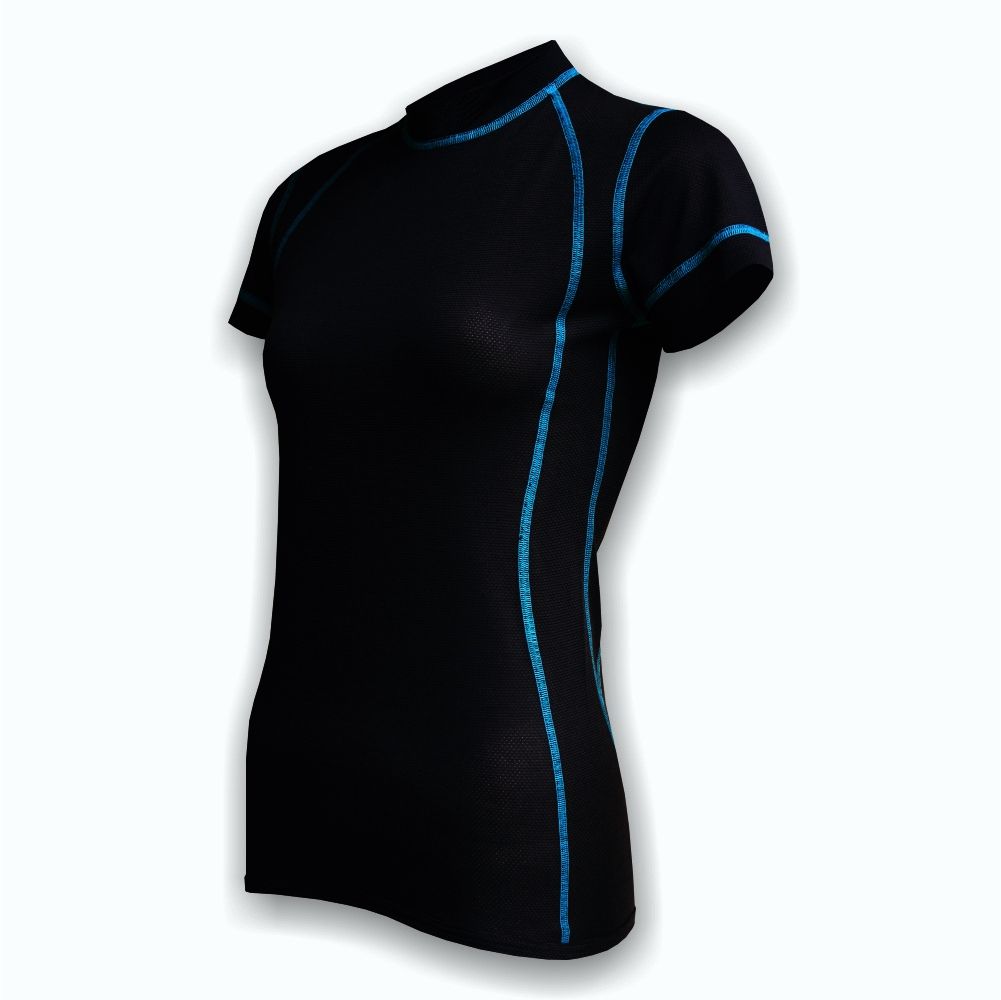 VÝPRODEJ - Dámské funkční triko krátký rukáv černá/modrá Wool Light, S, M, L
