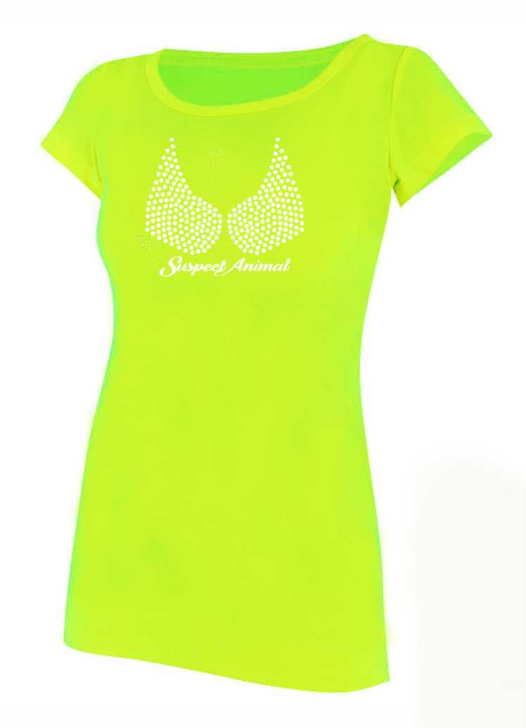 VÝPRODEJ - Dámské prodloužené tričko FROM HEAVEN neon žlutá/bílá