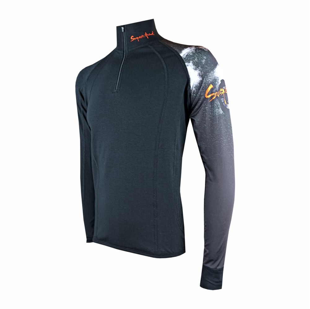 VÝPRODEJ - Pánské funkční triko dlouhý rukáv-stoják ECO zip RIDER MAN černá BambooHeavy, L