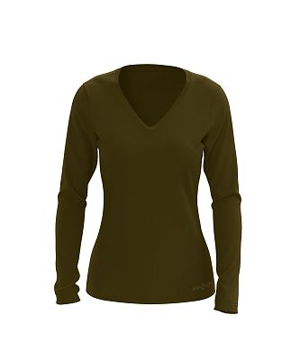 Dámské funkční tričko SPORTY "V" dlouhý rukáv KHAKI Bamboo Ultra CLASSIC