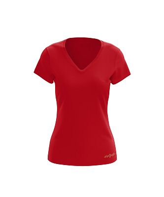 Dámské funkční tričko SPORTY "V" krátký rukáv červená Bamboo Ultra CLASSIC