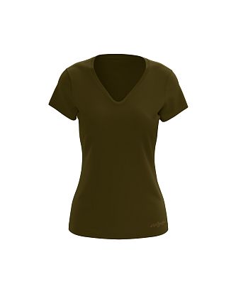 Dámské funkční tričko SPORTY "V" krátký rukáv KHAKI Bamboo Ultra CLASSIC