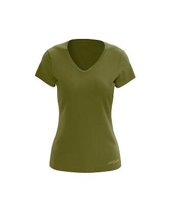 Dámské funkční tričko SPORTY "V" krátký rukáv olivová Bamboo Ultra CLASSIC