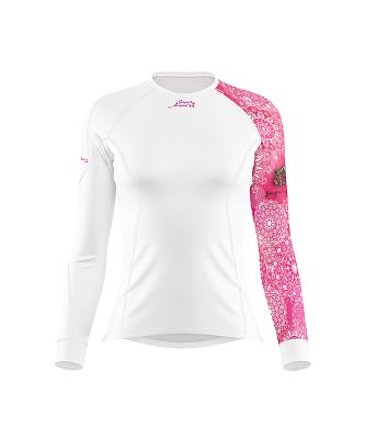 Dámské funkční triko dlouhý rukáv PINK MANDALA bílá Bamboo Thermo