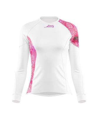 Dámské funkční triko dlouhý rukáv PINK MANDALA bílá Bamboo Ultra