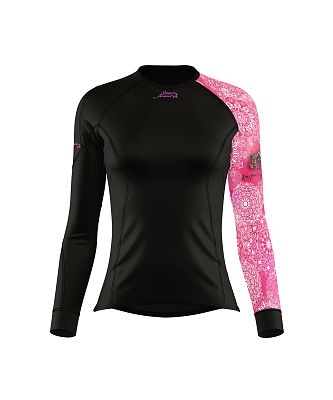 Dámské funkční triko dlouhý rukáv PINK MANDALA černá Bamboo Thermo