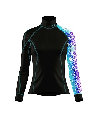 Dámské funkční triko dlouhý rukáv se zipem RAINBOW černá Bamboo Thermo