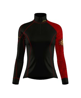 Dámské funkční triko dlouhý rukáv se zipem RED VELVET černá Bamboo Thermo