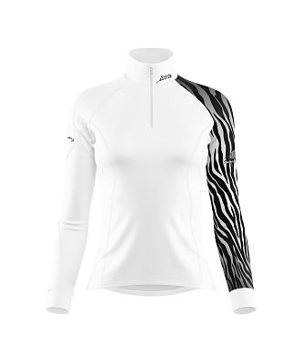 Dámské funkční triko dlouhý rukáv se zipem ZEBRA bílá Bamboo Thermo