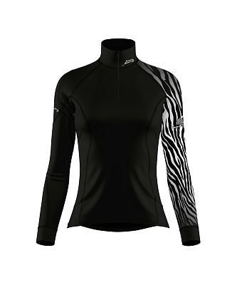 Dámské funkční triko dlouhý rukáv se zipem ZEBRA černá Bamboo Thermo