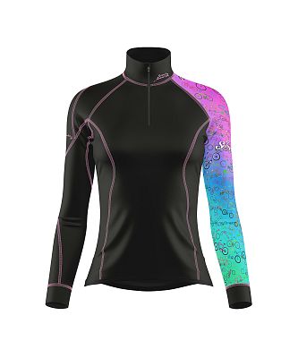 Dámské funkční triko dlouhý rukáv-stoják ECO zip AQUARELLE černá BambooHeavy