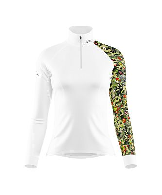 Dámské funkční triko dlouhý rukáv-stoják ECO zip CAMO bílá BambooHeavy