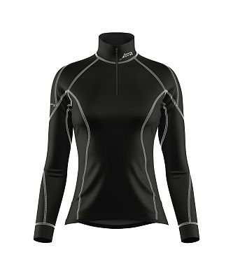 Dámské funkční triko dlouhý rukáv-stoják ECO zip černá/bílá BambooHeavy