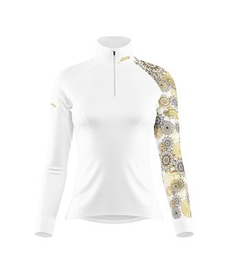 Dámské funkční triko dlouhý rukáv - stoják ECO zip GOLDEN EYE bílá Bamboo Thermo