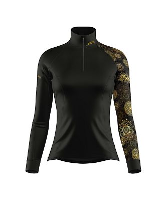 Dámské funkční triko dlouhý rukáv - stoják ECO zip GOLDEN EYE černá Bamboo Thermo