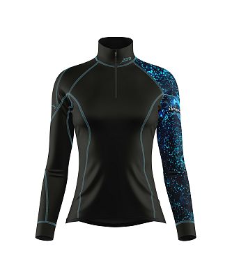 Dámské funkční triko dlouhý rukáv-stoják ECO zip HEART černá BambooHeavy