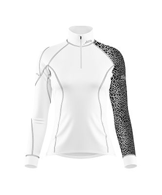 Dámské funkční triko dlouhý rukáv-stoják ECO zip LEO bílá/šedá BambooHeavy