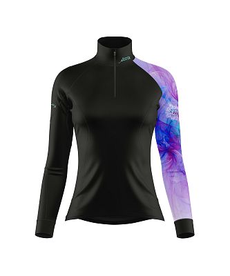 Dámské funkční triko dlouhý rukáv - stoják ECO zip PURPLE černá Bamboo Thermo