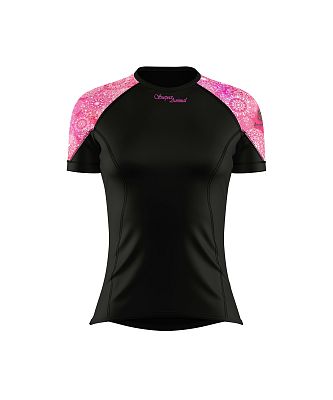Dámské funkční triko krátký rukáv PINK MANDALA černá Bamboo Light New