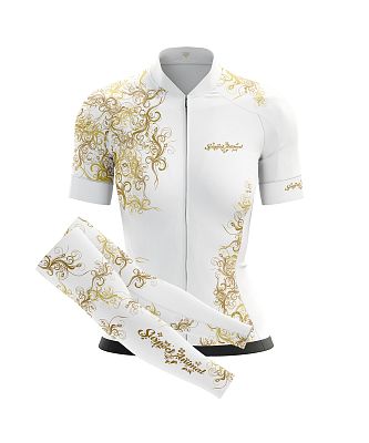 Dámský cyklistický dres Gold bílá s návleky na ruce