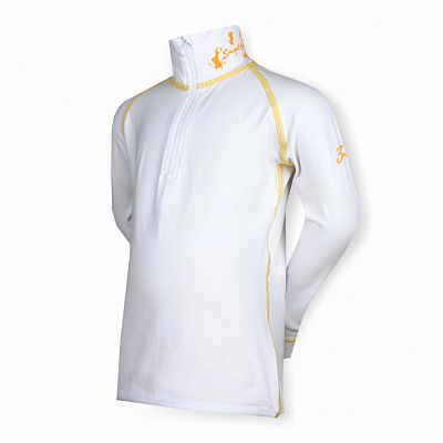 Dětské funkční triko dlouhý rukáv-stoják ECO zip bílá/žlutá Bamboo Thermo
