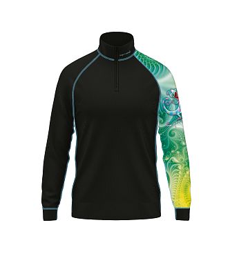 Dětské funkční triko se zipem CHAMELEON černá Bamboo Thermo
