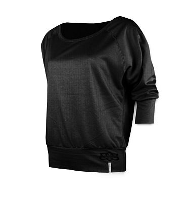 Funkční sportovní volné triko raglán 3/4 rukáv Yoga černá Supplex