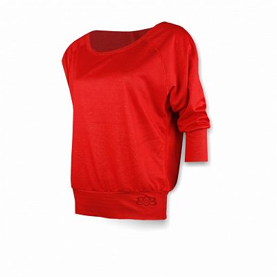 Funkční sportovní volné triko raglán 3/4 rukáv Yoga červená