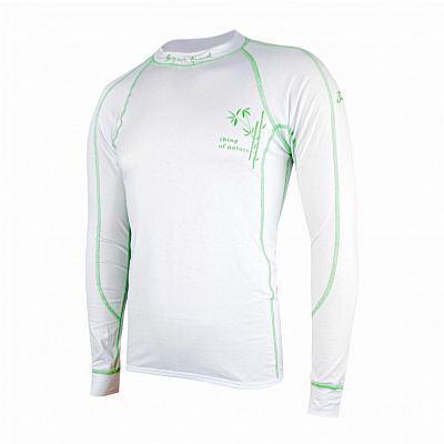 Pánské funkční triko dlouhý rukáv bílá/zelená BambooLight