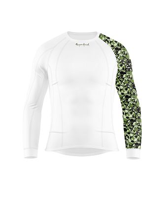 Pánské funkční triko dlouhý rukáv CAMO bílá Bamboo Thermo