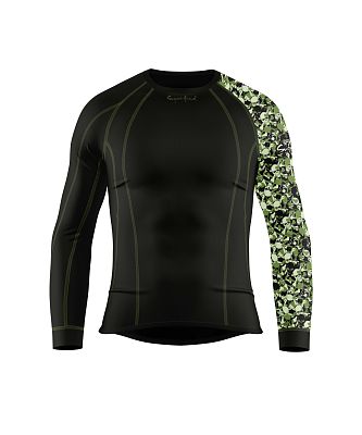 Pánské funkční triko dlouhý rukáv CAMO černá Bamboo Thermo