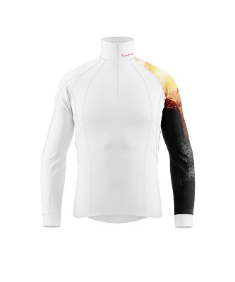Pánské funkční triko dlouhý rukáv se zipem ADVENTURE bílá Bamboo Thermo