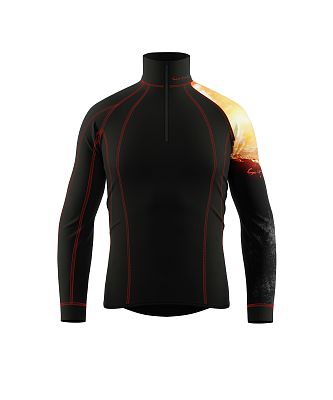 Pánské funkční triko dlouhý rukáv se zipem ADVENTURE černá Bamboo Thermo